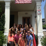Group photo on the mansion porch.