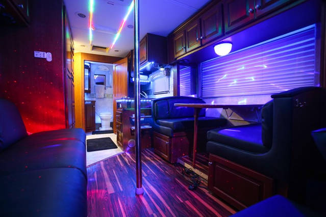 Dancer pole inside Party Bus